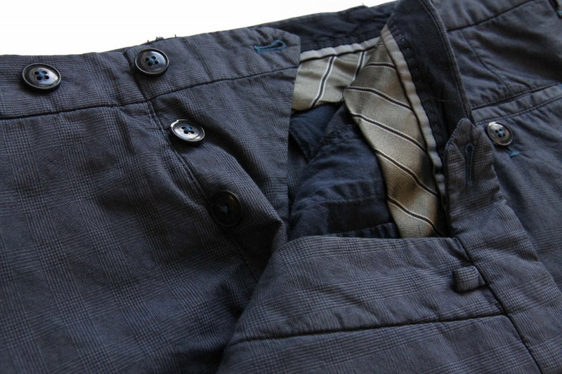PT01 Trousers: 30/31, Dark blue plaid, flat front, cotton blend