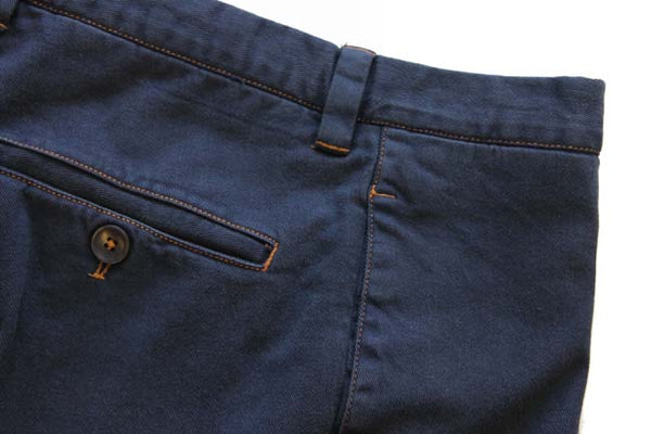 PT01 Trousers: 31/32, Navy blue orange stitching, flat front, cotton/elastane