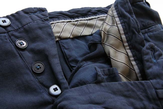 PT01 Trousers: 38/39, Solid navy blue, flat front, cotton/linen