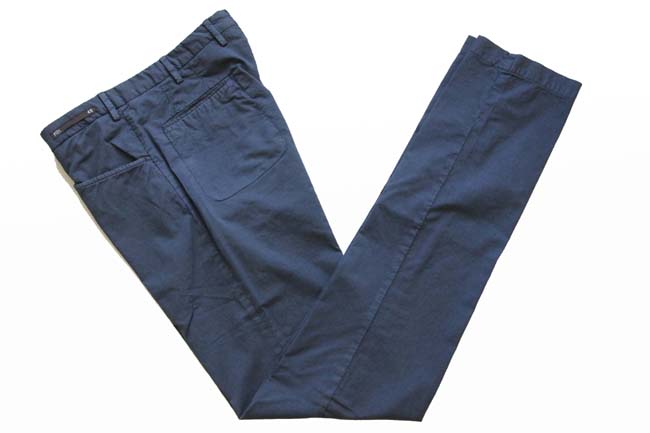 PT01 Trousers: 35/36, Navy blue micro stripe, flat front, cotton/elastane