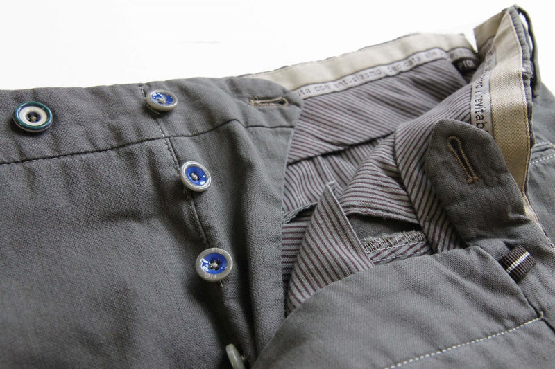 PT01 Trousers: 34, Grey with contrast stitching, flat front, cotton