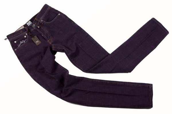 PT05 Jeans: 30, Dark purple plaid, 5-pocket, cotton