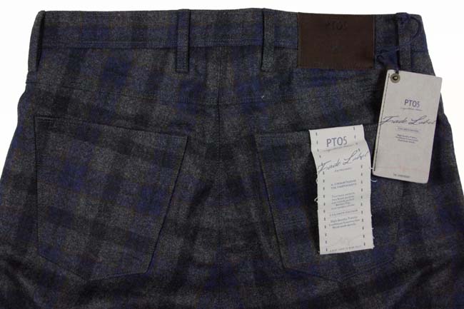 PT05 Jeans: 34, Grey & navy with brown plaid, 5-pocket, pure wool flannel
