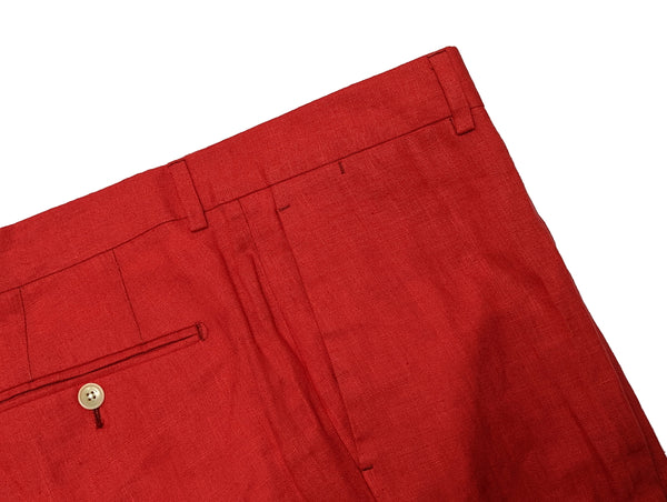 Ralph Lauren Purple Label Trousers 36 Red Flat front Linen