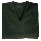 The Wardrobe Sweater Dark Green heather, v-neck, pure lambswool