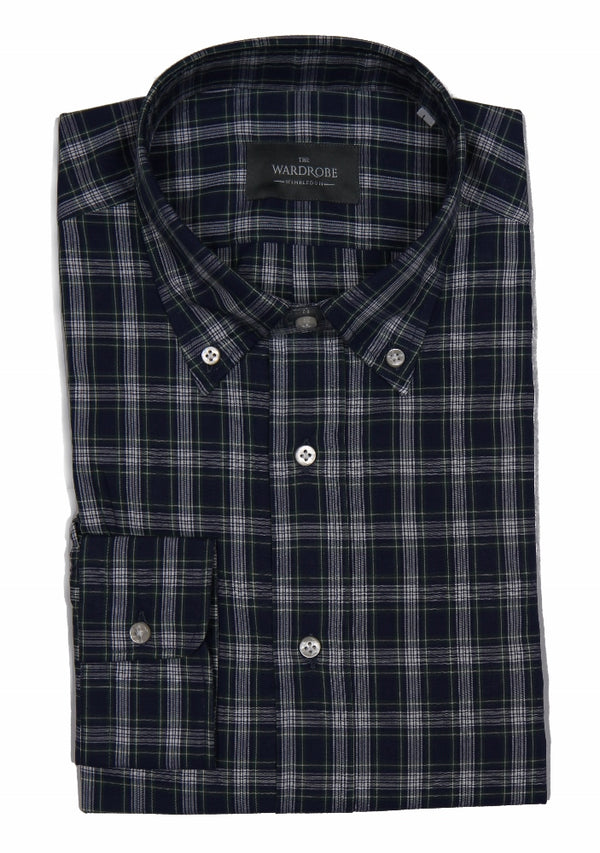 The Wardrobe Shirt Forest/Navy button down collar Pure cotton - Cordone 1956