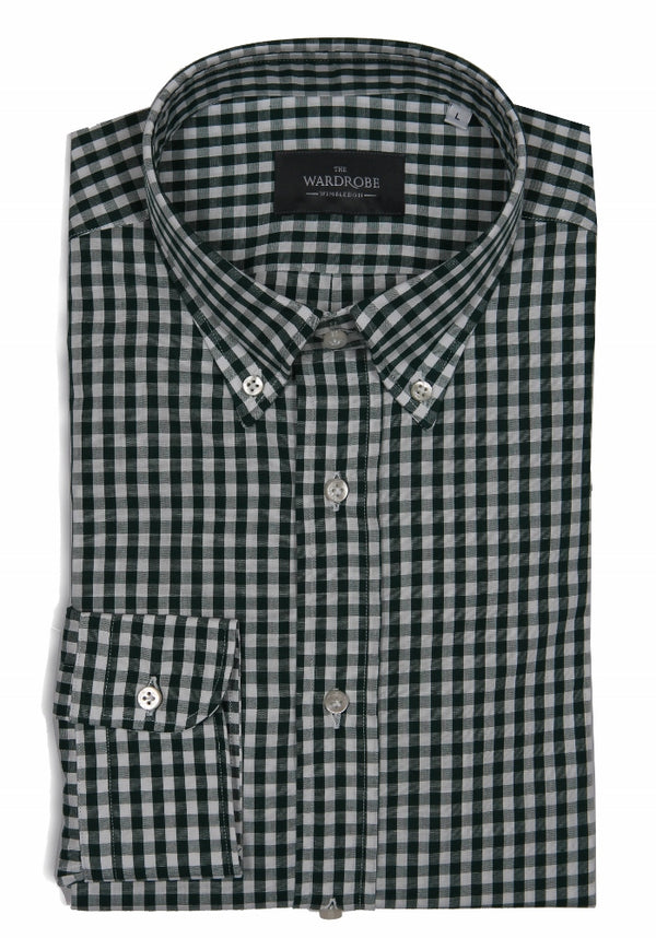 The Wardrobe Shirt Forest/White check button down collar Pure cotton - Cordone 1956