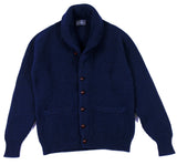 The Wardrobe Sweater Regatta Blue Shawl Collar Cardigan 4-Ply Lambswool