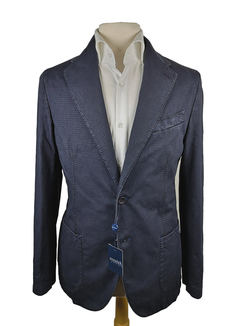 Angelico Sport Coat 38R, Washed navy blue 2-button Cotton/linen/elastane