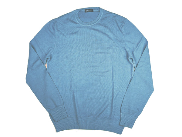 Angelico Sweater Small/Medium/50 Sky Blue Crewneck Merino Wool
