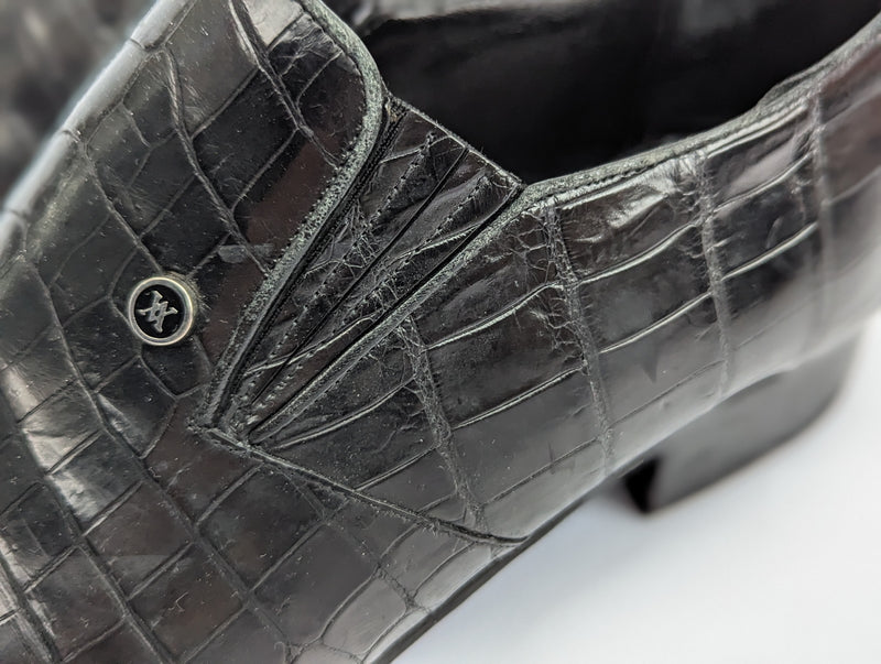 Artioli Slip-On Shoes 9 Black Crocodile Loafers