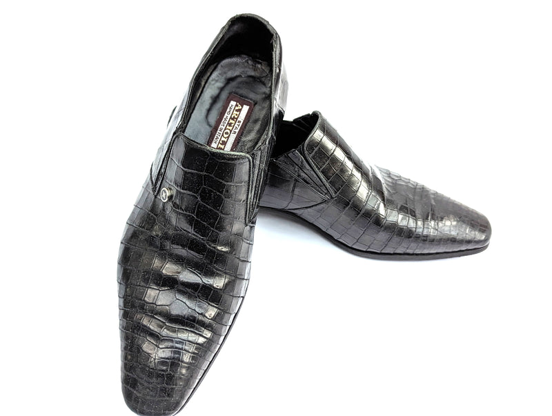 Artioli Slip-On Shoes 9 Black Crocodile Loafers