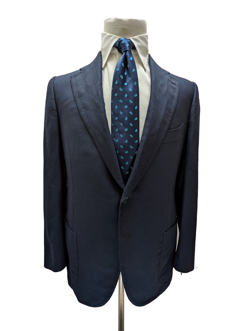 Cesare Attolini Sport Coat: 41/42R, Navy Blue, 2-button, wool hopsack