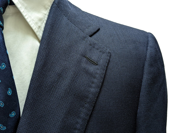 Cesare Attolini Sport Coat: 41/42R, Navy Blue, 2-button, wool hopsack