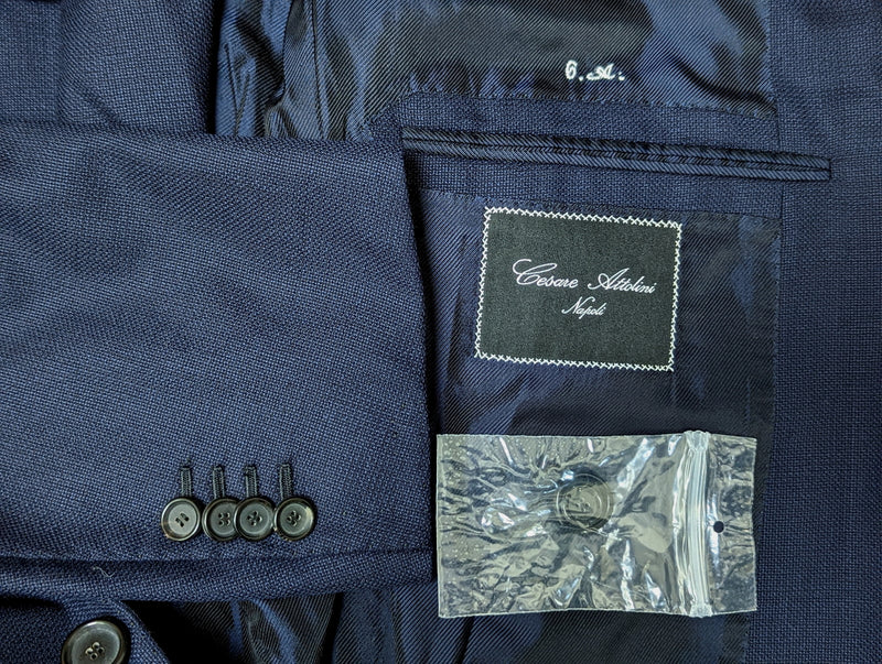 Cesare Attolini Sport Coat: 41/42R, Navy Blue, 2-button, wool hopsack