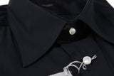 Barba Shirt: 16, Solid midnight blue, spread collar, cotton/poliamide/elastane