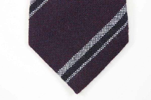 Ballantyne Tie: Purple with black and white stripe, 3.5" wide, cashmere