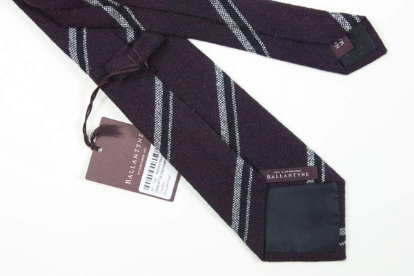Ballantyne Tie: Purple with black and white stripe, 3.5" wide, cashmere