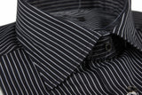 Barba Shirt: 15.75, Midnight with white pinstripes, spread collar, cotton/poliamide/elastane