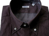 Barba Shirt: 16 Dark brown white chalk stripes, button down collar, pure cotton