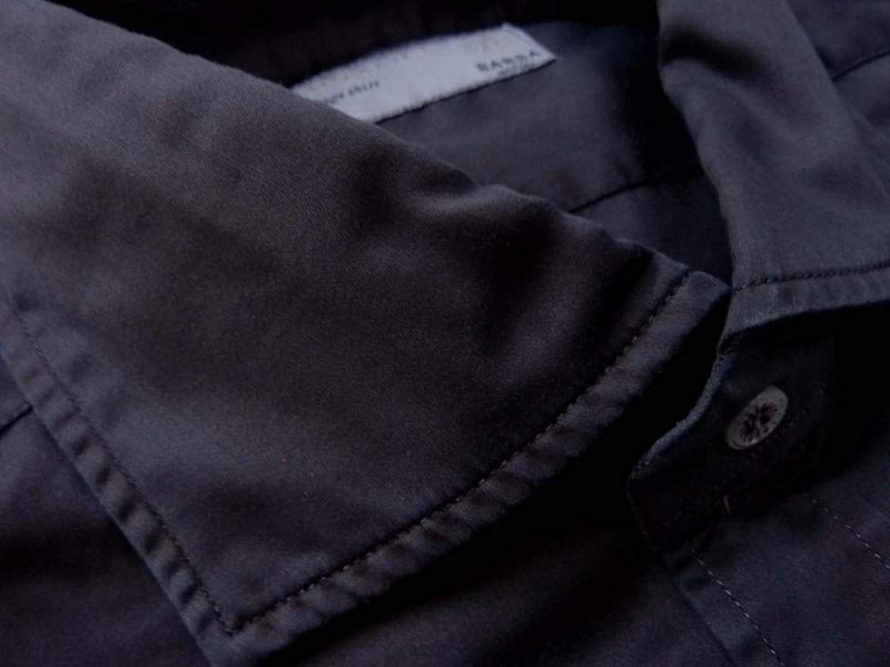 Barba Dandylife Shirt: Navy blue, Spread collar, garment washed/dyed cotton