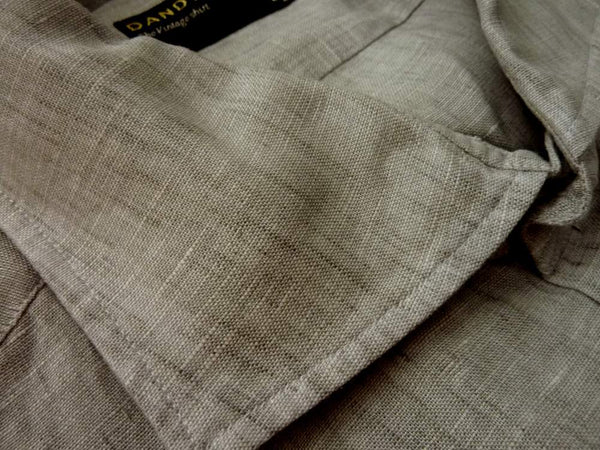 Barba Dandylife Shirt: Light grey, Spread collar, garment washed/dyed linen