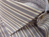 Barba Shirt: 15.75, White with dark grey/blue stripes, spread collar, pure cotton