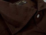Barba Dandylife Shirt: Brown Spread collar garment washed/dyed cotton