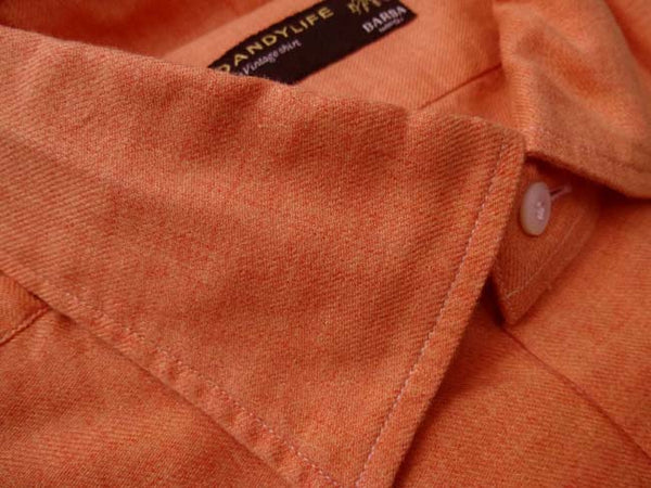 Barba Dandylife Shirt: Orange Spread collar garment washed/dyed cotton
