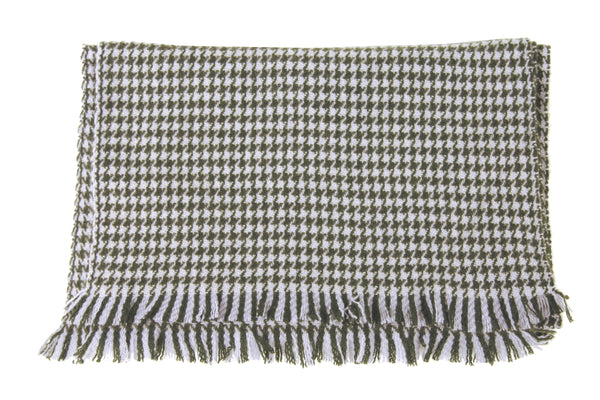 Battisti Scarf: Soft lavender/olive check Pure cashmere