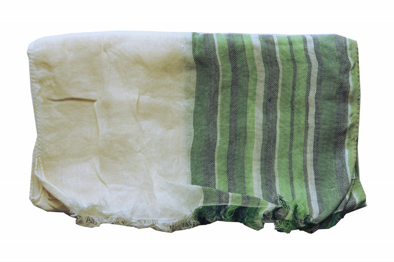 Battisti Scarf Green, charcoal blue and vanilla stripes Vintage cotton/linen