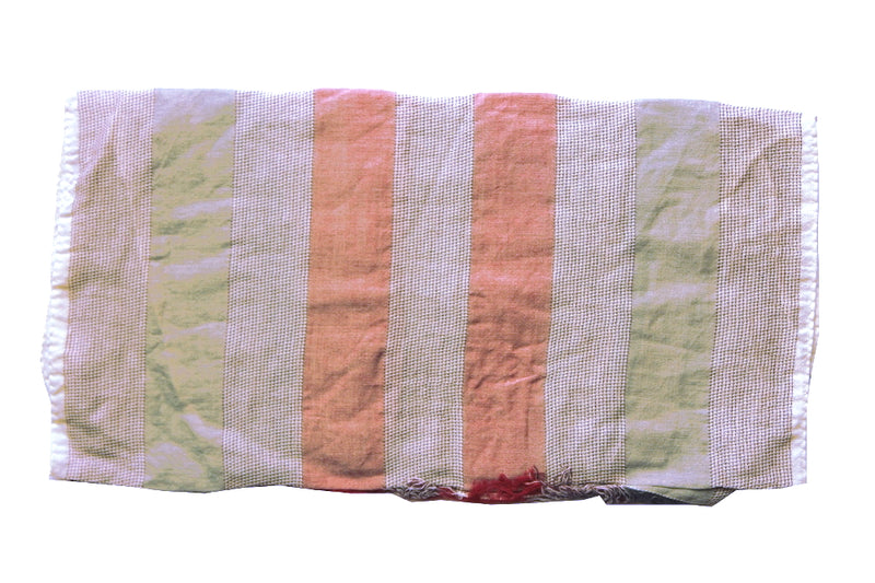 Battisti Scarf: Pale red & cement stripes Vintage cotton