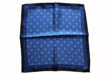 Battisti Pocket Square Blue with navy border blue/white pattern, pure silk