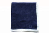 Battisti Pocket Square Navy with white border pure linen