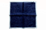 Battisti Pocket Square Navy with white border pure linen