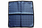 Battisti Pocket Square Grey with black/blue geometric pattern, pure silk