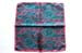 Battisti Pocket Square: Pink with dark jade/periwinkle/brown floral paisley, pure silk