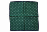 Battisti Pocket Square Navy with white polkadot & hunter green trim