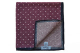 Battisti Pocket Square Mauve with white polkadot & navy trim