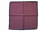 Battisti Pocket Square Mauve with white polkadot & navy trim