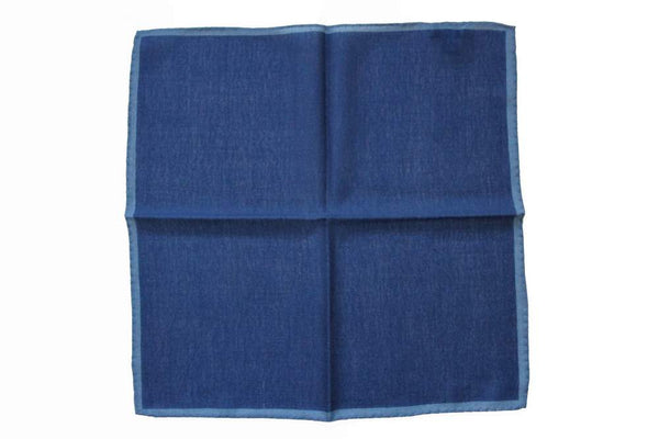 Battisti Pocket Square Cobalt blue with pale blue trim