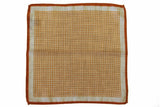 Battisti Pocket Square Strong orange geometric pattern with beige Pure wool
