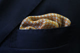 Battisti Pocket Square Strong orange geometric pattern with beige Pure wool