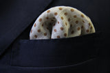 Battisti Pocket Square: Mushroom brown polkadot with beige, pure wool