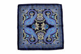 Battisti Pocket Square Navy with blue/turquoise paisley, pure silk