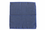 Battisti Pocket Square: Blue melange with stone squared dots, pure wool