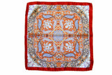 Battisti Pocket Square Red with navy/orange/sky blue, pure silk