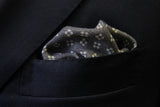 Battisti Pocket Square: Grey with cement squared dots, pure wool