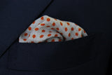 Battisti Pocket Square: Rust with orange polkadots on beige, pure wool