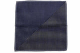 Battisti Pocket Square: Split blue & navy geometric pattern, pure wool